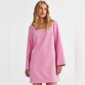 H&M Pink Square-Neck Long Sleeve Dress. BRAND NEW W TAG. Size small.